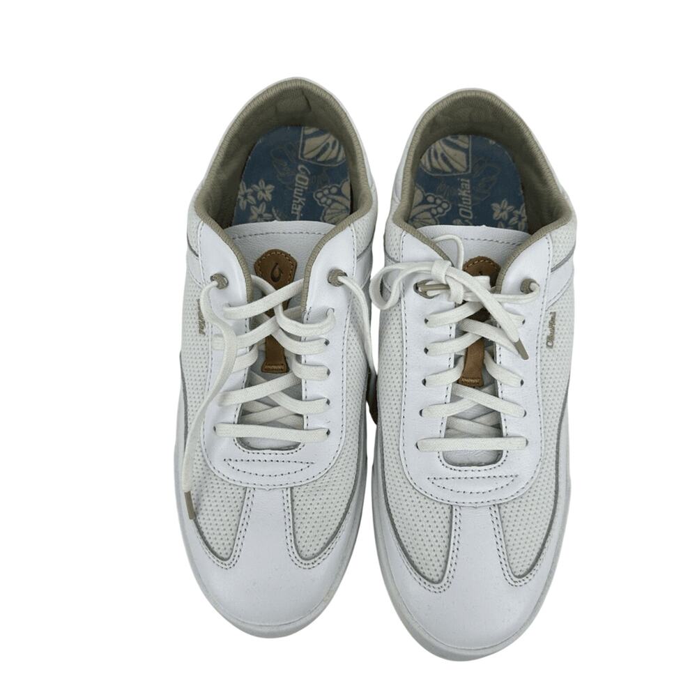 OluKai Kīlea Women’s Classic Court Sneakers Size 11 Leather White Retro NEW